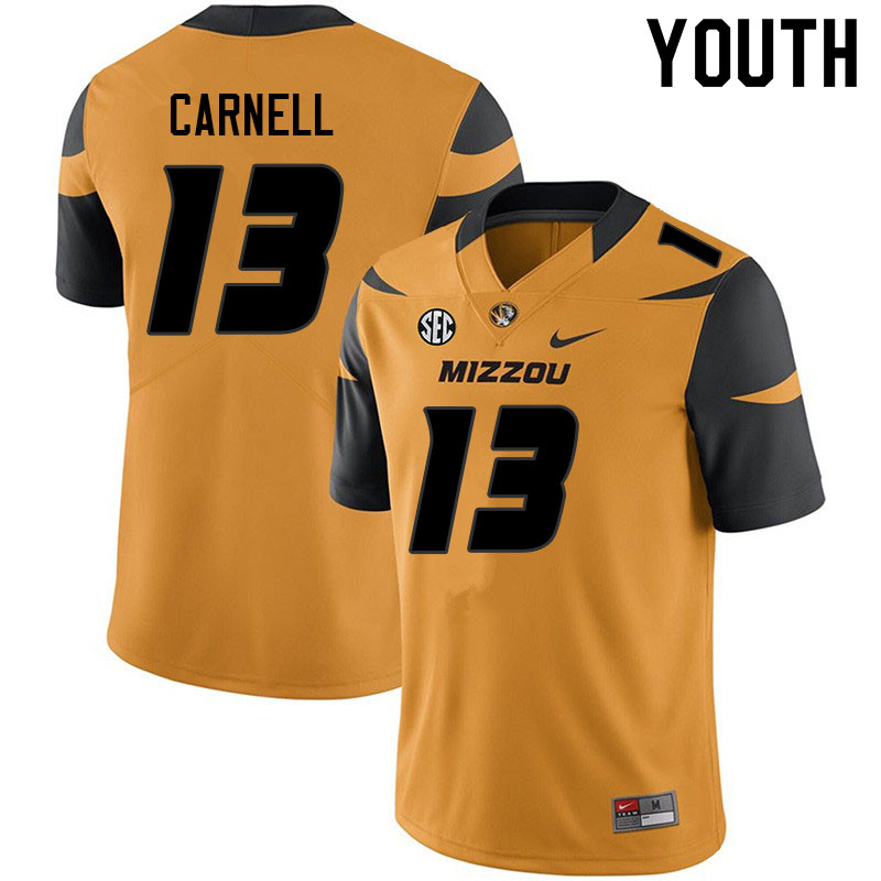 Youth #13 Daylan Carnell Missouri Tigers College Football Jerseys Sale-Yellow